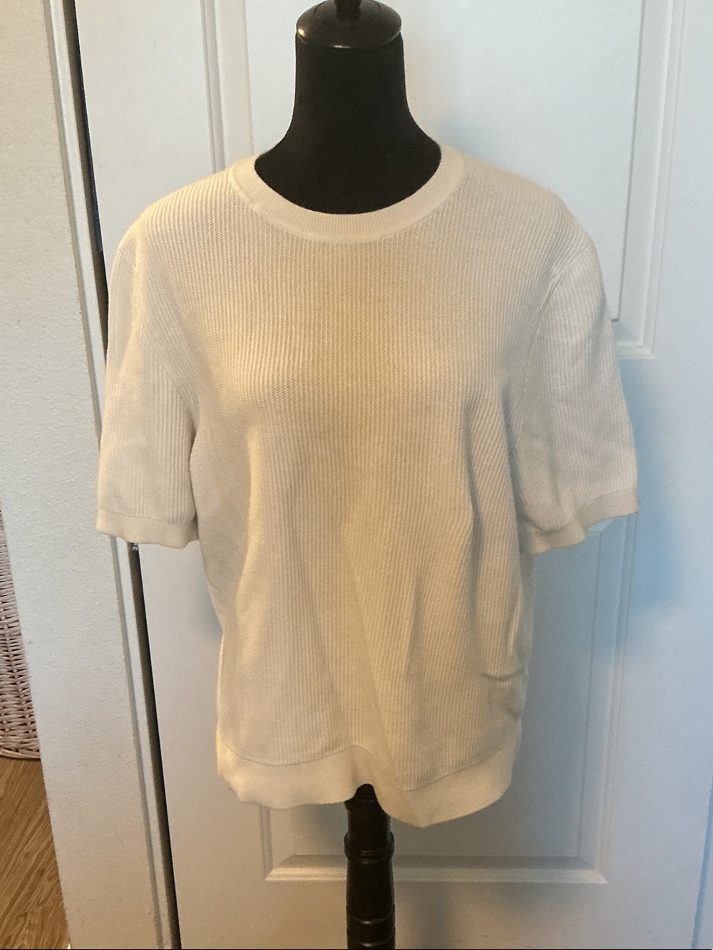 COS Regular Fit Cream Short-Sleeve Knit Sweater Top M